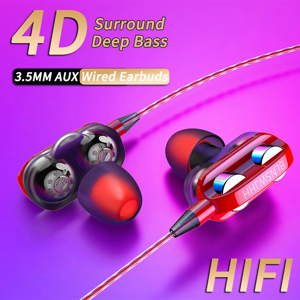 VAORLO 3.5mm Wired In-Ear Headphones – Dual Driver Bass Stereo Earbuds with Mic, Noise Cancelling, HiFi Gaming & Music Headset
