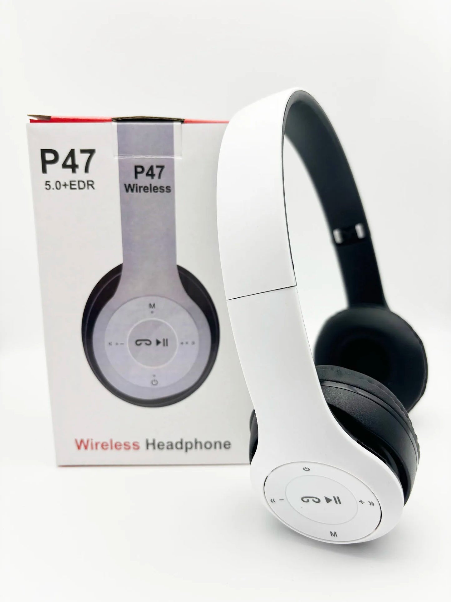 P47 Wireless Bluetooth 5.0 Headphones – Foldable Over-Ear Headset with Mic for iPhone & Android