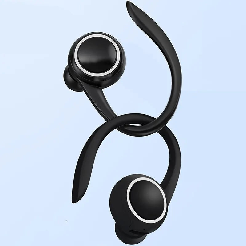 Bluetooth 5.0 Wireless Sports Ear Hook Headset – Noise Cancelling, Mic, Painless Fit, Stereo Sound