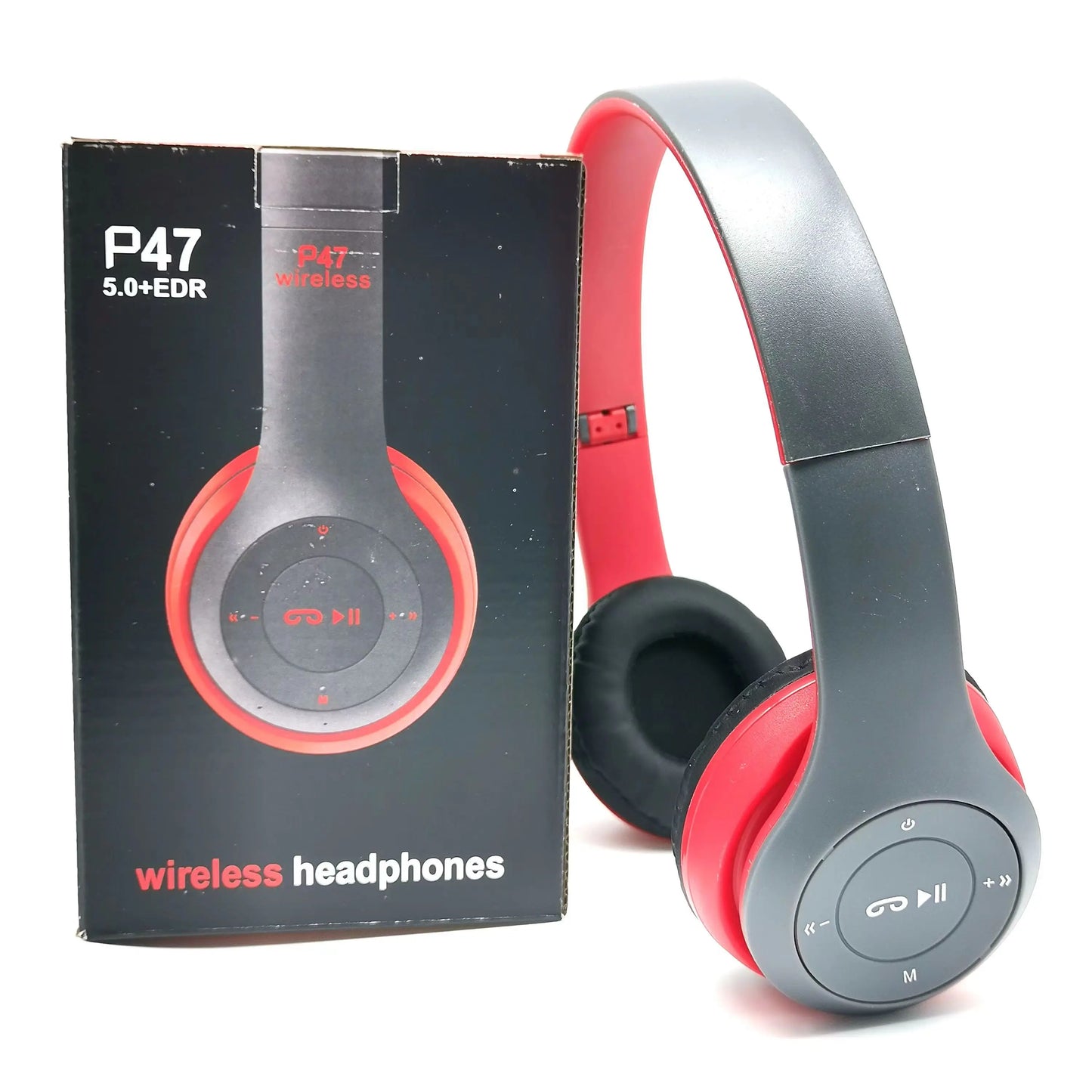 P47 Wireless Bluetooth 5.0 Headphones – Foldable Over-Ear Headset with Mic for iPhone & Android