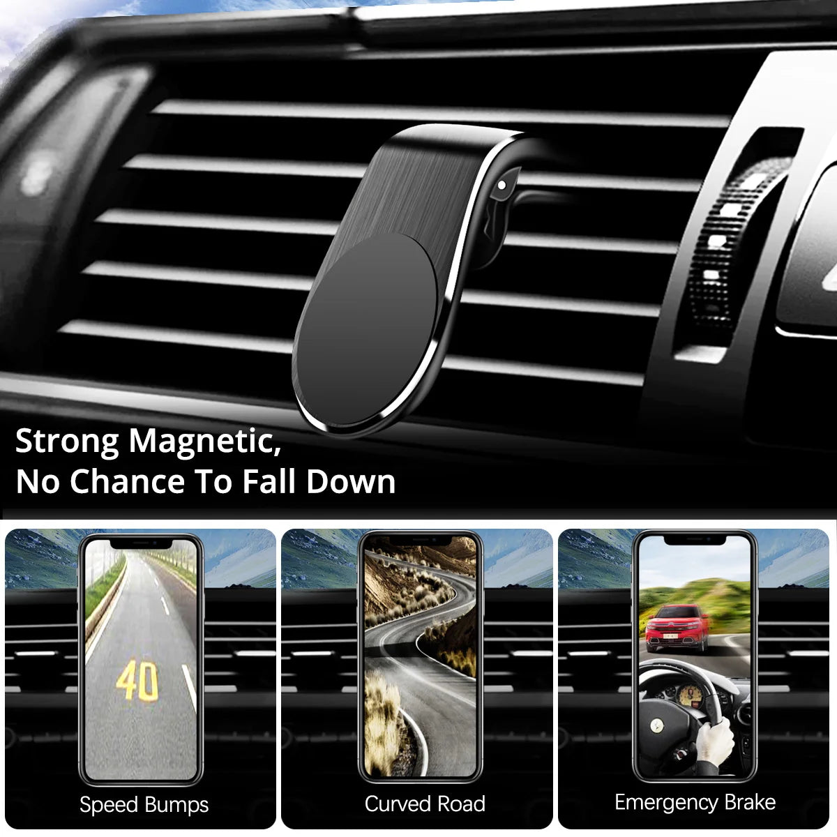 Magnetic Car Phone Holder – ANKNDO N38 Super Strong Air Vent Mount Compatible with MagSafe & All Smartphones