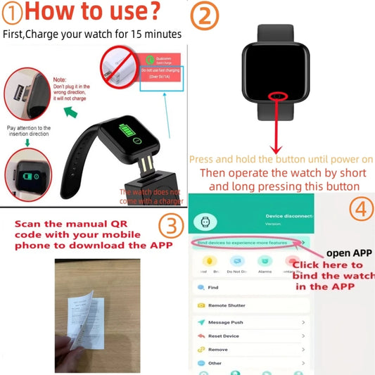 116 Plus Smart Watch for Men Women – Fitness Tracker with Heart Rate, Step Counter, Sleep Monitor, Message Alerts, Waterproof by CHAONB