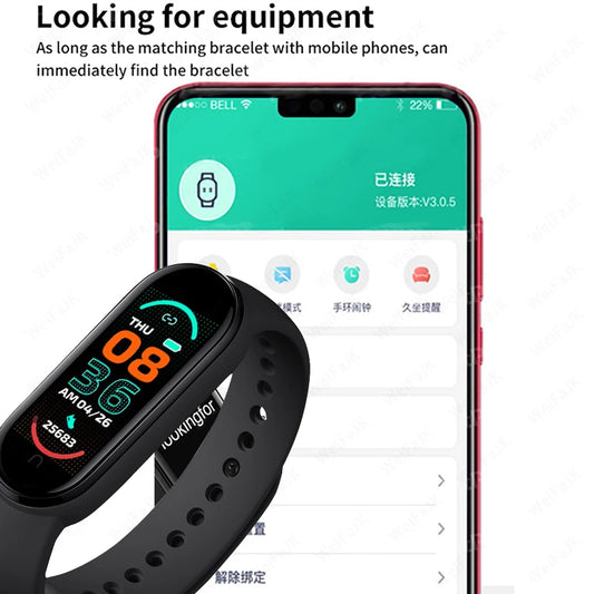 M6 Smart Watch Fitness Tracker – Heart Rate & Blood Pressure Monitor, Waterproof Sports Band for Android & iOS with Sleep & Step Tracking