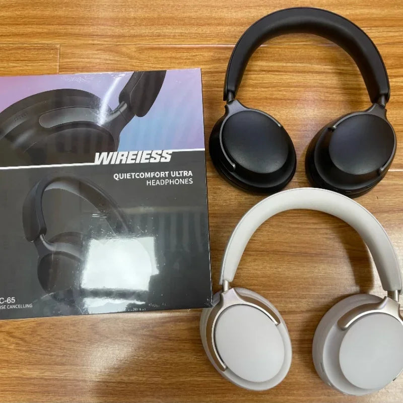 QC65 Ultra Wireless Bluetooth Headset – Bluetooth 5.3, Comfortable Ear Tips, Noise Cancelling, with Premium Leather Carry Bag