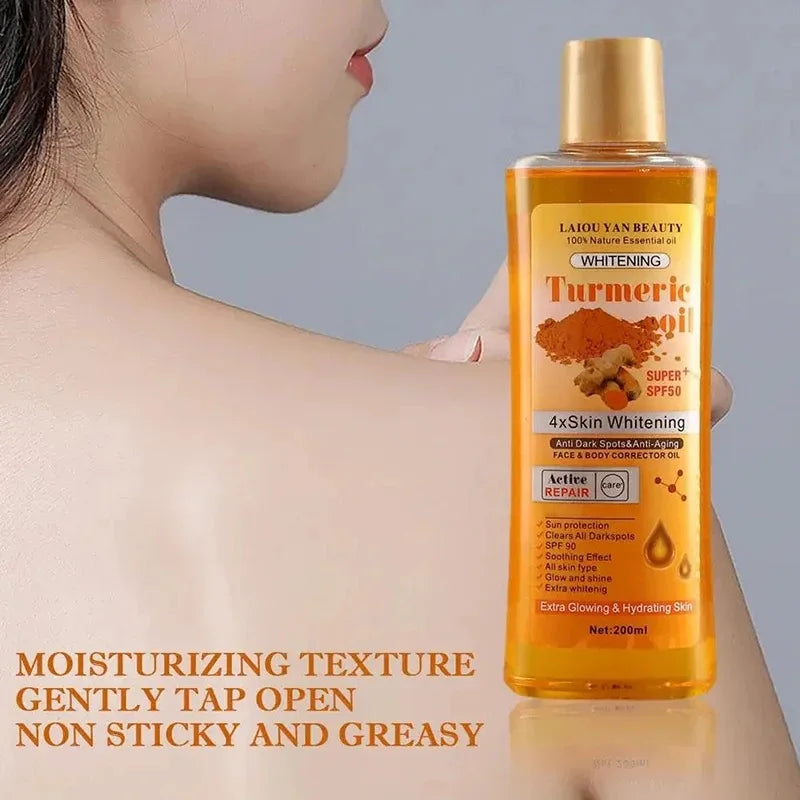 200ml Turmeric & Ginger Face Oil – Deep Hydration & Whitening Moisturizer Serum for Glowing Skin Care