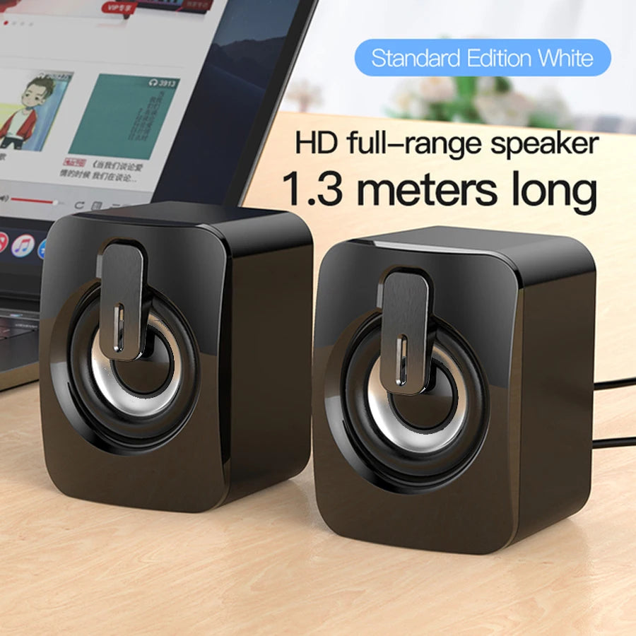 AyeBeau Mini USB PC Speaker for Laptop & Desktop – 2.0 Stereo Sound Box, Compact Portable Audio System for Music & Movies