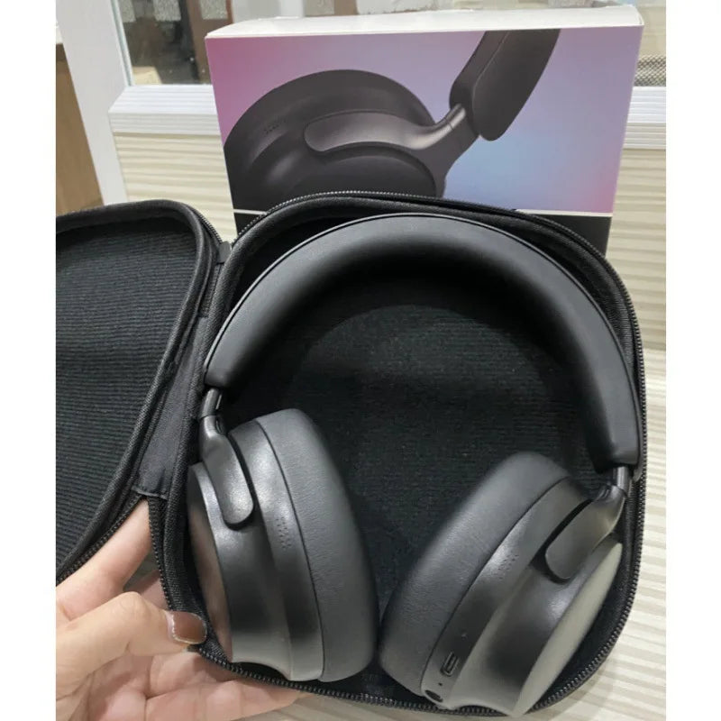 QC65 Wireless Bluetooth 5.3 Headphones – Comfortable Over-Ear Headset with Leather Carrying Case