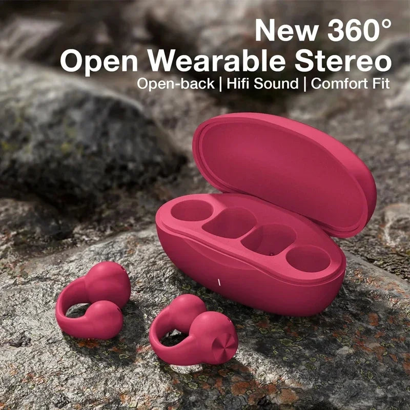 VIKEFON Bluetooth 5.3 Open-Ear Wireless Earbuds – Air Conduction Sport Headphones with Mic, Noise Cancelling & Painless Fit