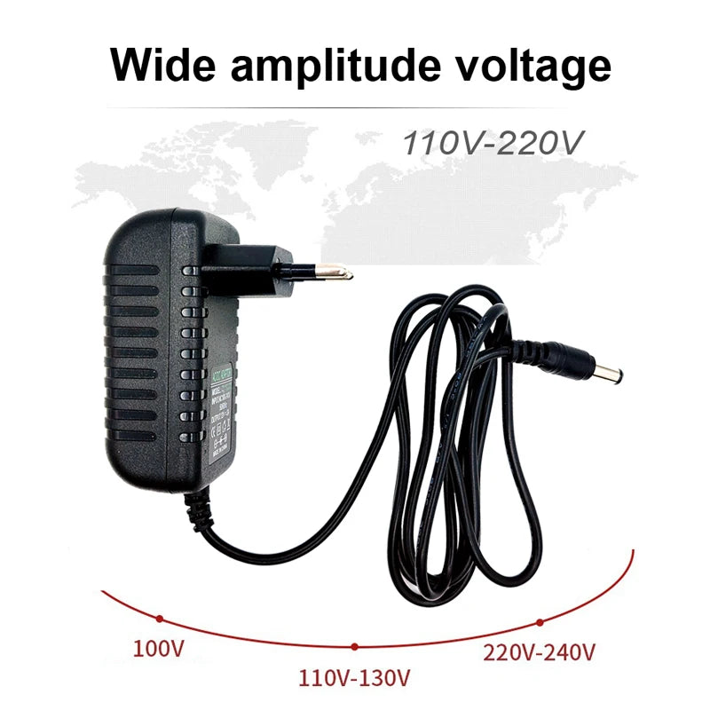 12V 2A Power Adapter – AC 100-240V to DC Converter Charger with EU/US Plug for Camera, DVR, LED Strip, Robot, and More