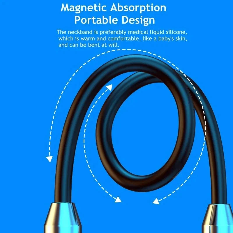 Bluetooth 5.0 Wireless Neckband Headphones – 9D HiFi Stereo Magnetic Sports Earphones with Mic, Waterproof, Silicone Design