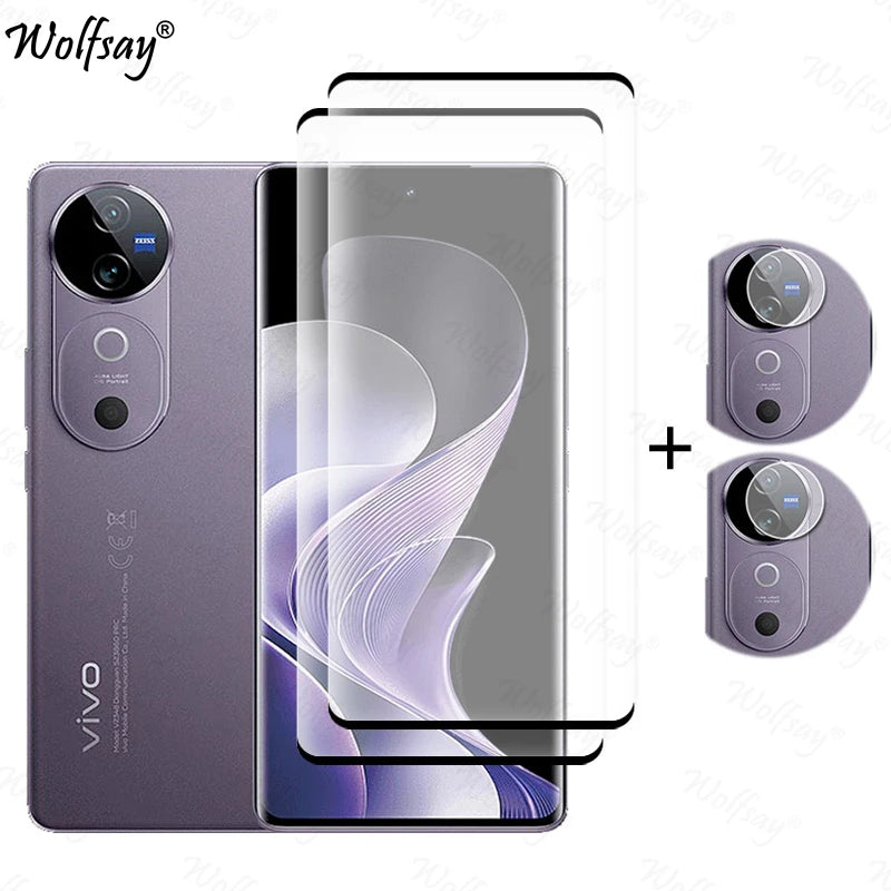 Vivo V40 6.78" Full Cover Screen Protector – 9H Tempered Glass & Camera Lens Film