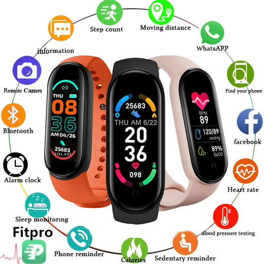 M6 Smart Watch Fitness Tracker – Heart Rate & Blood Pressure Monitor, Waterproof Sports Band for Android & iOS with Sleep & Step Tracking