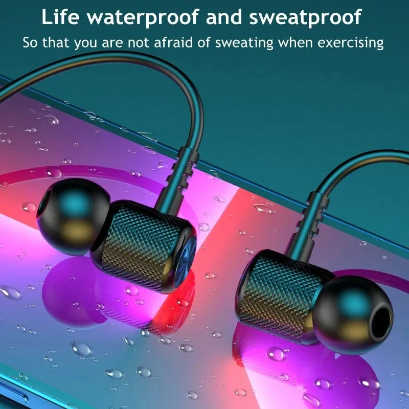 Bluetooth 5.0 Wireless Neckband Headphones – 9D HiFi Stereo Magnetic Sports Earphones with Mic, Waterproof, Silicone Design