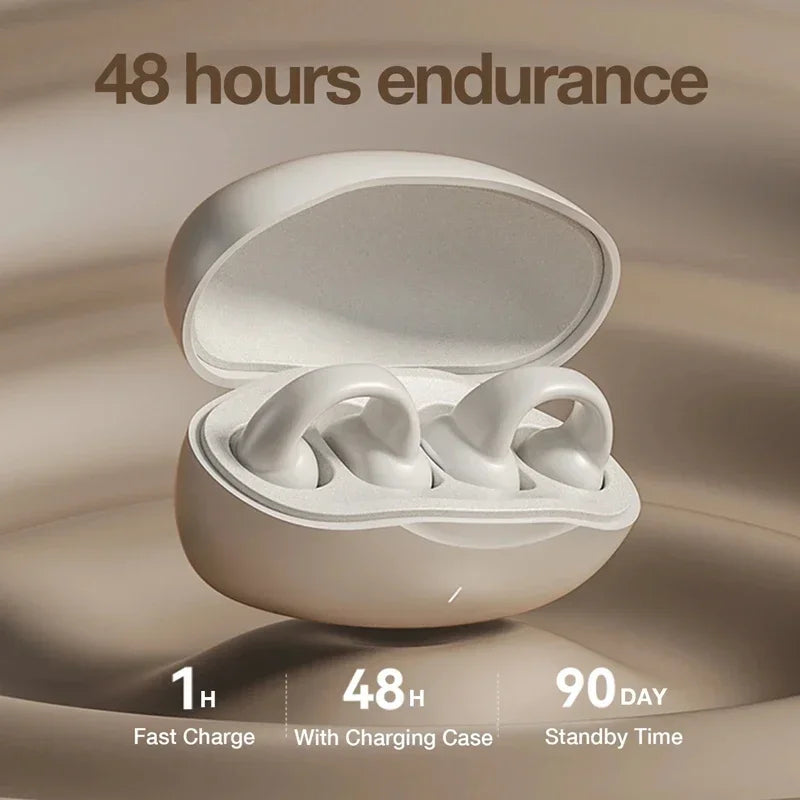 VIKEFON Bluetooth 5.3 Open-Ear Wireless Earbuds – Air Conduction Sport Headphones with Mic, Noise Cancelling & Painless Fit