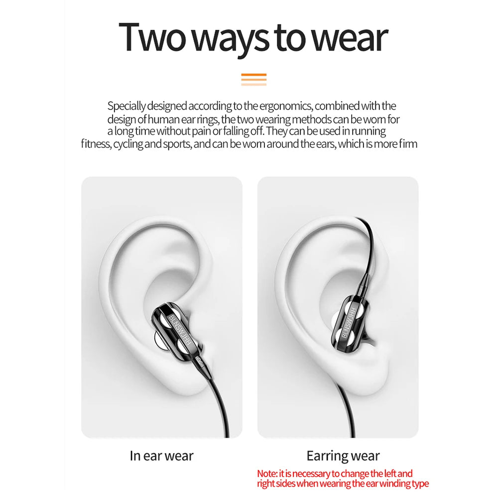 VAORLO 3.5mm Wired In-Ear Headphones – Dual Driver Bass Stereo Earbuds with Mic, Noise Cancelling, HiFi Gaming & Music Headset
