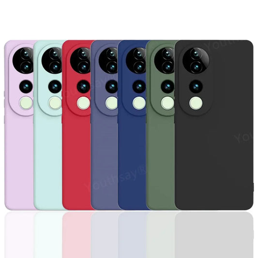 Shockproof Liquid Silicone Case for Vivo V40 5G – Soft Rubber TPU Bumper Cover for Men & Women by Youthsay