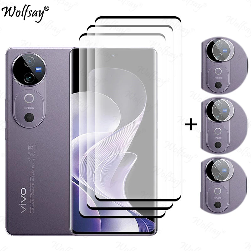 Vivo V40 6.78" Full Cover Screen Protector – 9H Tempered Glass & Camera Lens Film
