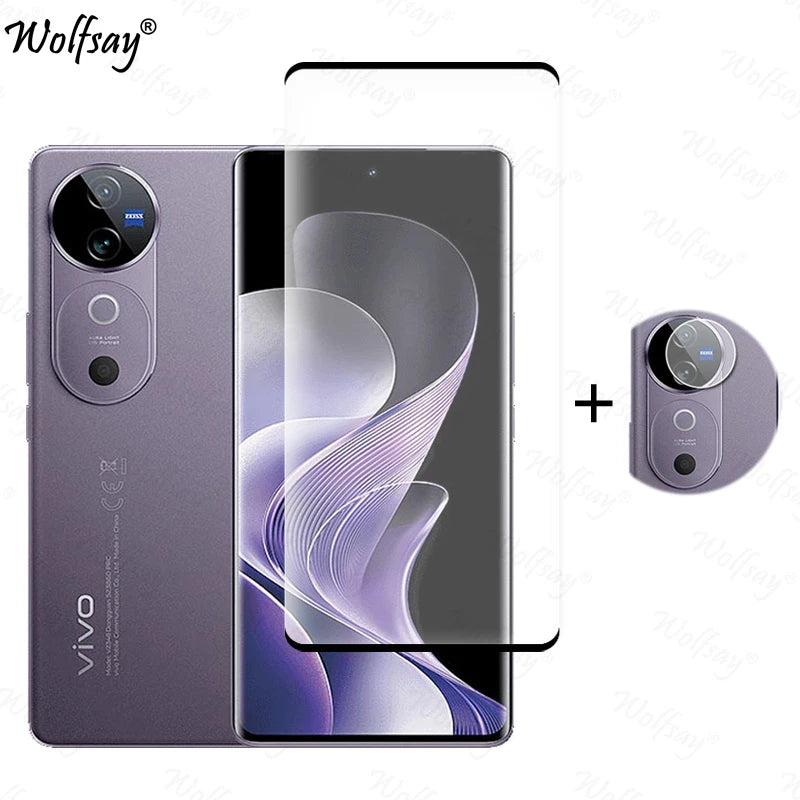 Vivo V40 6.78" Full Cover Screen Protector – 9H Tempered Glass & Camera Lens Film