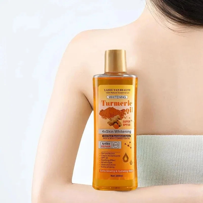 200ml Turmeric & Ginger Face Oil – Deep Hydration & Whitening Moisturizer Serum for Glowing Skin Care