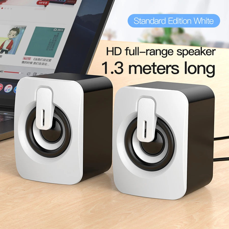 AyeBeau Mini USB PC Speaker for Laptop & Desktop – 2.0 Stereo Sound Box, Compact Portable Audio System for Music & Movies