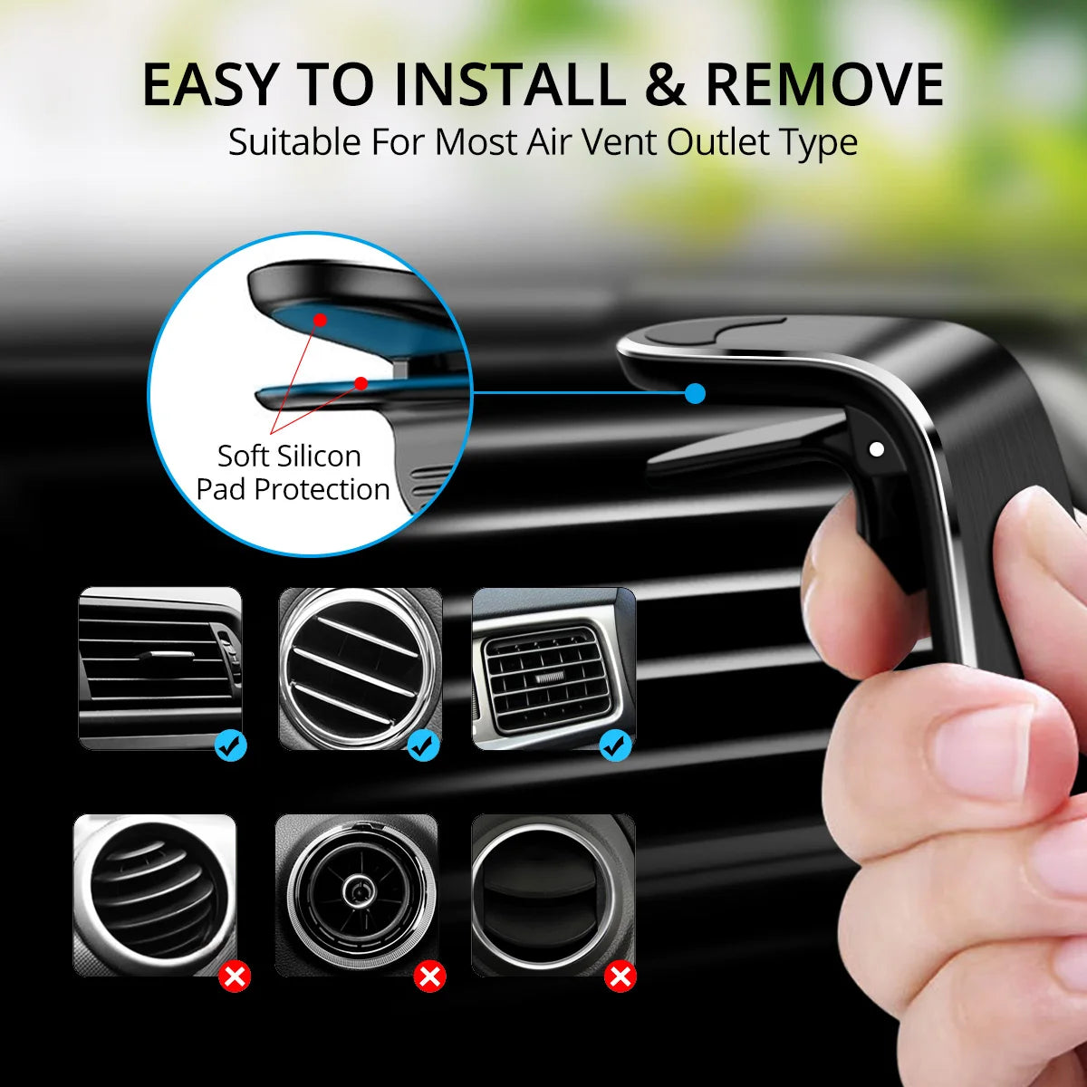 Magnetic Car Phone Holder – ANKNDO N38 Super Strong Air Vent Mount Compatible with MagSafe & All Smartphones