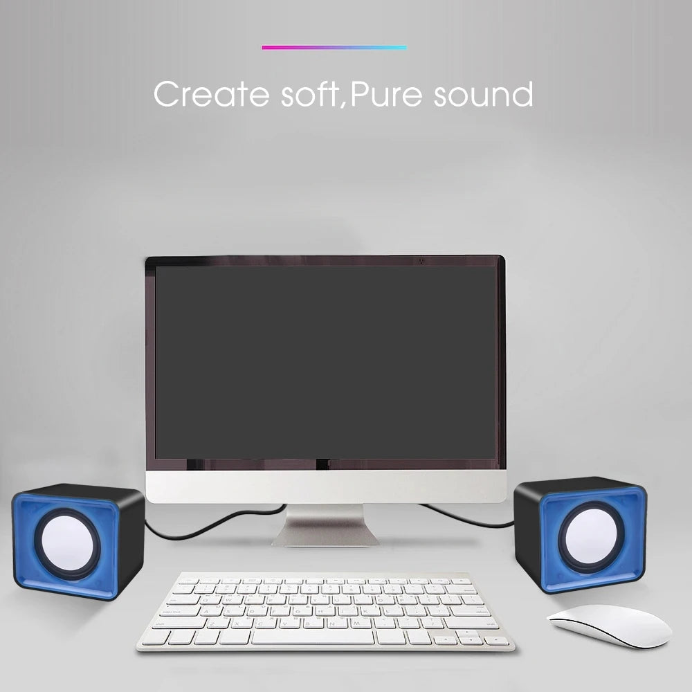 AyeBeau Mini USB PC Speaker for Laptop & Desktop – 2.0 Stereo Sound Box, Compact Portable Audio System for Music & Movies