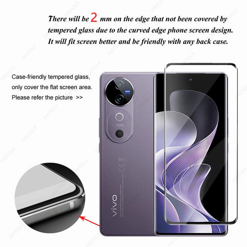 Vivo V40 5G Screen Protector + Camera Lens Film – 3D Full Cover 9H Tempered Glass, Bubble-Free & Ultra-Clear