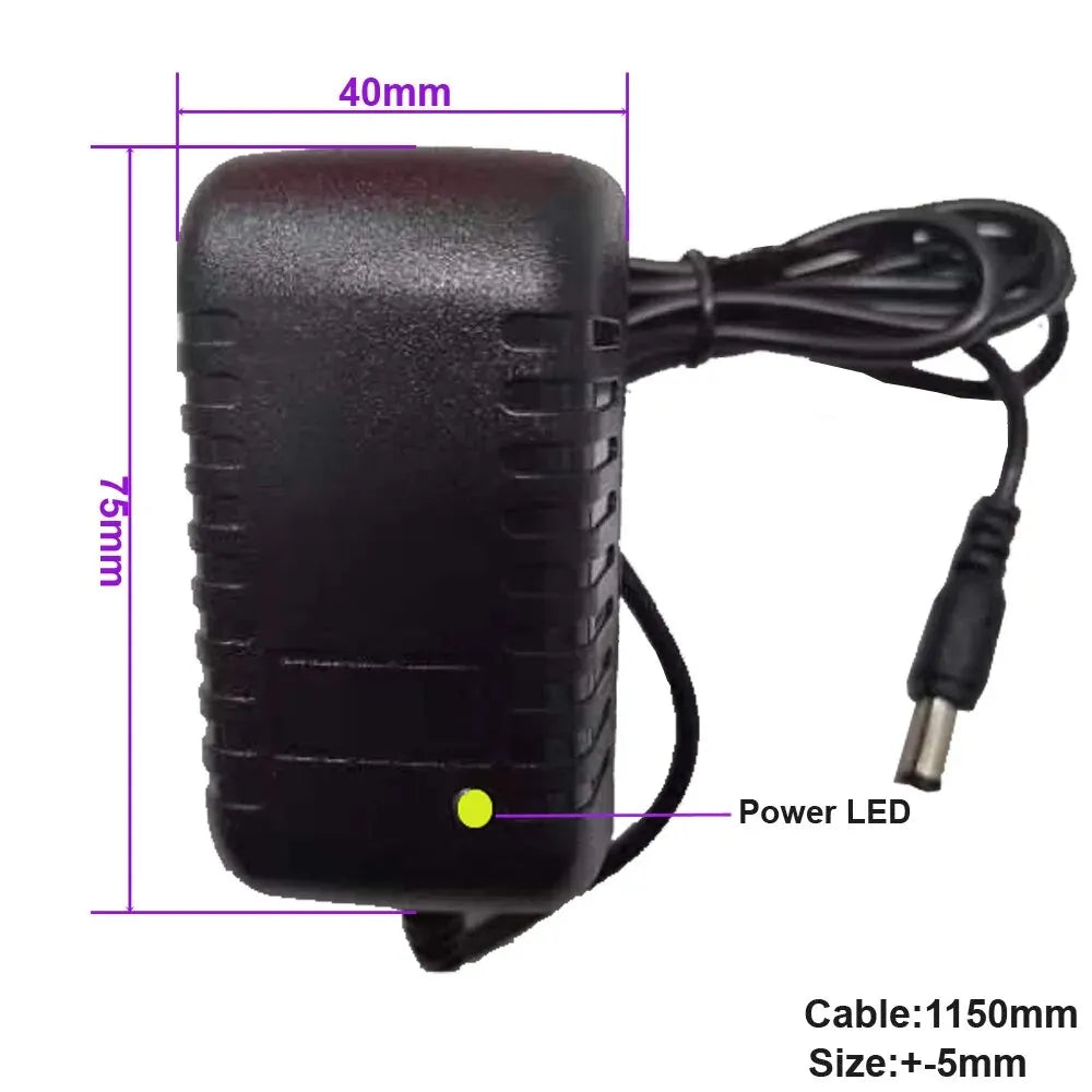 12V 2A Power Adapter – AC 100-240V to DC Converter Charger with EU/US Plug for Camera, DVR, LED Strip, Robot, and More