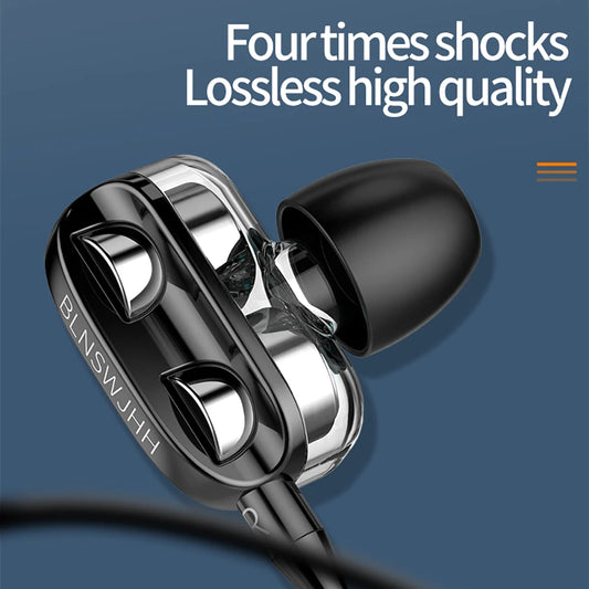 VAORLO 3.5mm Wired In-Ear Headphones – Dual Driver Bass Stereo Earbuds with Mic, Noise Cancelling, HiFi Gaming & Music Headset