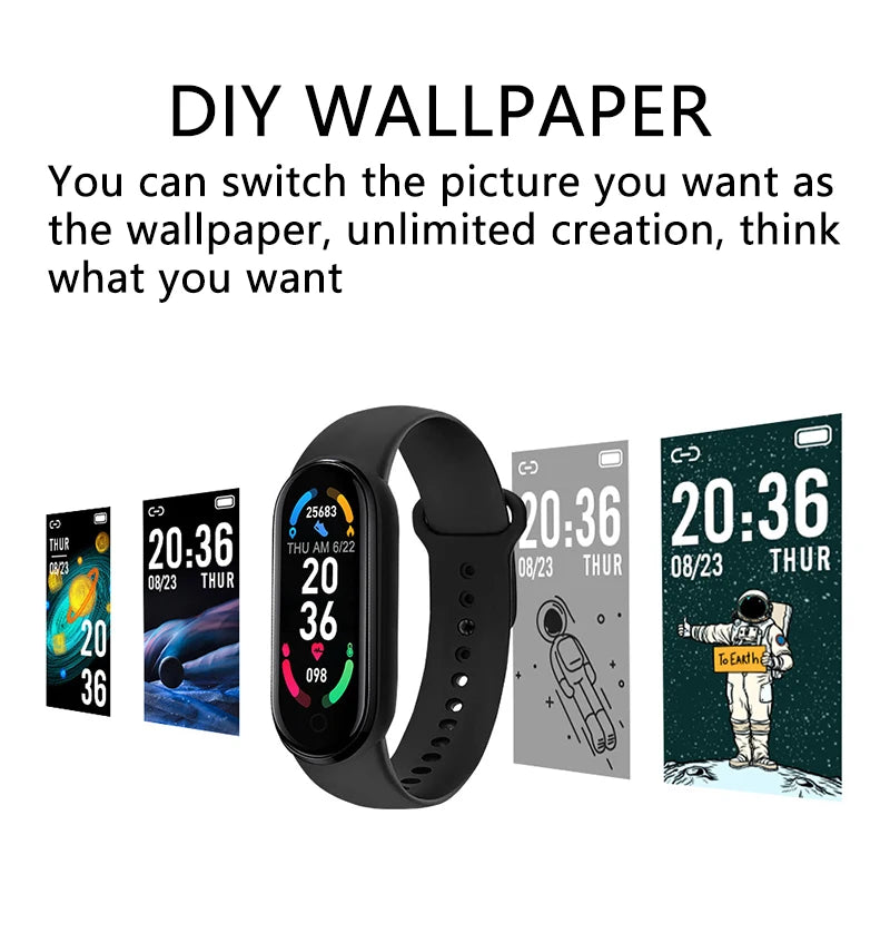 M6 Smart Watch Fitness Tracker – Heart Rate & Blood Pressure Monitor, Waterproof Sports Band for Android & iOS with Sleep & Step Tracking