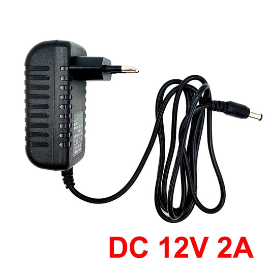 12V 2A Power Adapter – AC 100-240V to DC Converter Charger with EU/US Plug for Camera, DVR, LED Strip, Robot, and More
