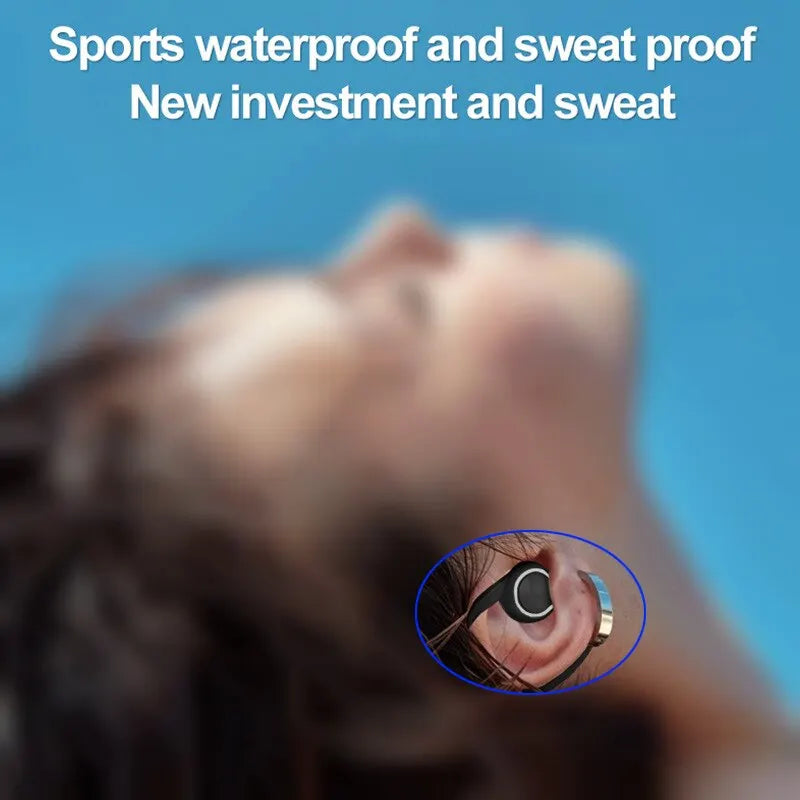 Bluetooth 5.0 Wireless Sports Ear Hook Headset – Noise Cancelling, Mic, Painless Fit, Stereo Sound