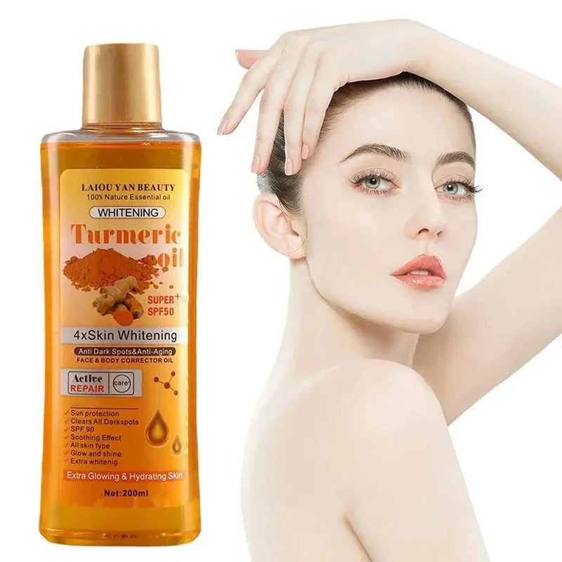 200ml Turmeric & Ginger Face Oil – Deep Hydration & Whitening Moisturizer Serum for Glowing Skin Care