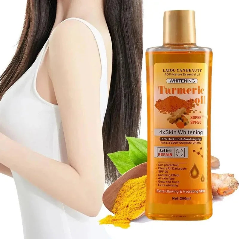 200ml Turmeric & Ginger Face Oil – Deep Hydration & Whitening Moisturizer Serum for Glowing Skin Care