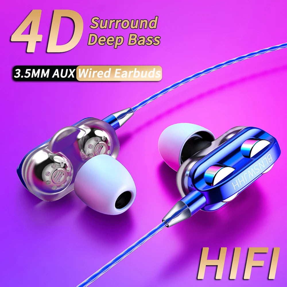 VAORLO 3.5mm Wired In-Ear Headphones – Dual Driver Bass Stereo Earbuds with Mic, Noise Cancelling, HiFi Gaming & Music Headset
